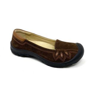 KEEN Barika Brown Embroidered Loafer Flats SZ 38.5